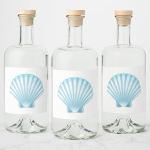 Elegant Seashell Blue Nautical Beach Wedding Liquor Bottle Label