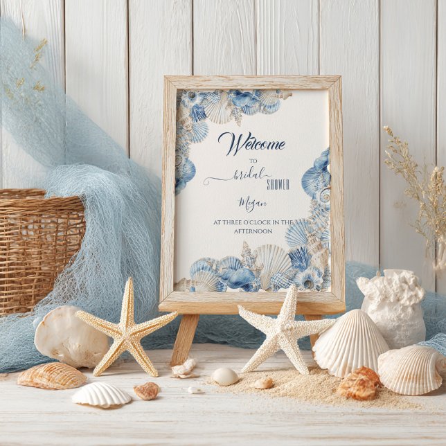 Elegant Seashell Border Wedding welcome Poster (Creator Uploaded)