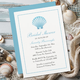Elegant Seashell Bridal Shower Nautical Beach Invitation
