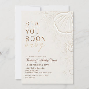 Elegant Seashell Coastal Sea You Soon Baby Shower Invitation