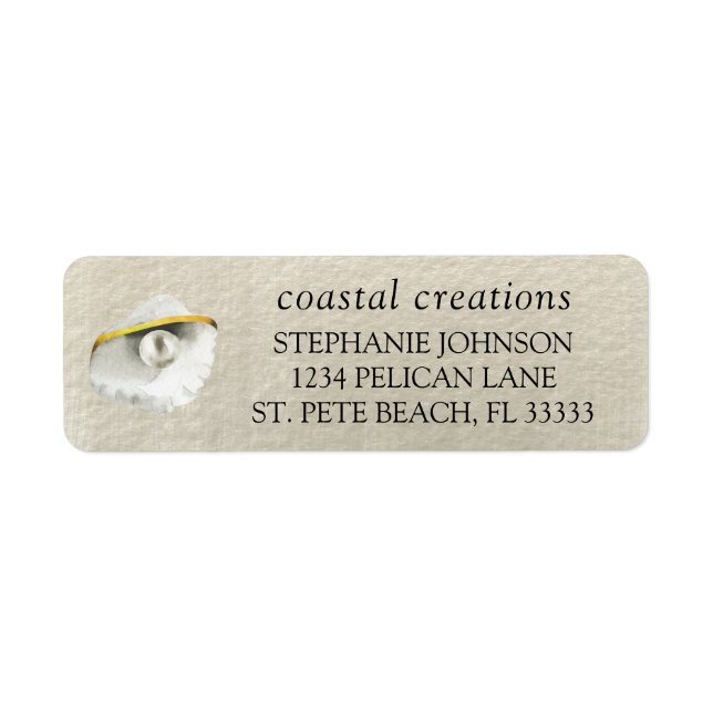 Elegant Seashell Iridescent Pearl Return Address (Front)