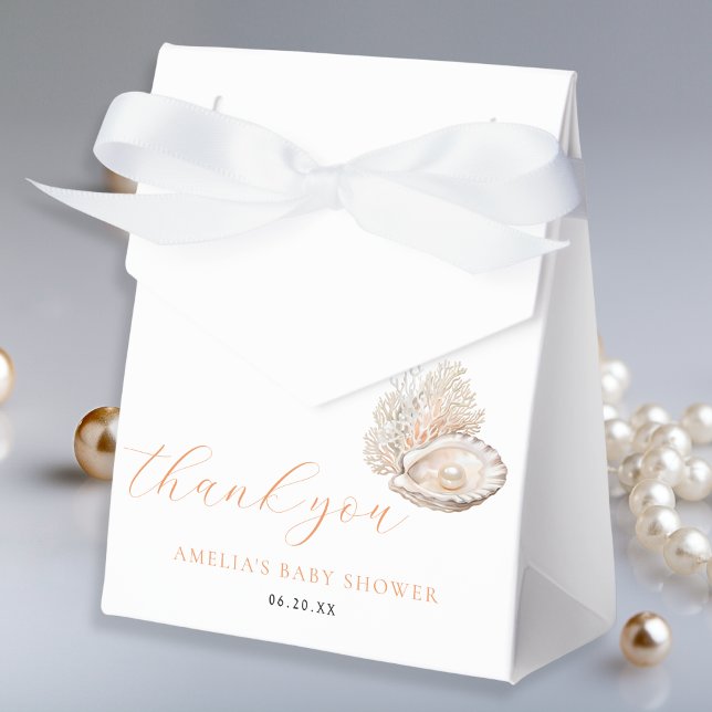 Elegant Seashell Pearl Baby Shower Favour Box (Creator Uploaded)