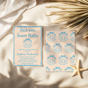 Elegant Seashell Sea You Soon Baby Shower Invitation