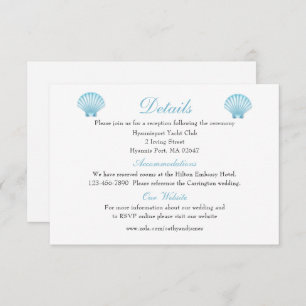 Elegant Seashell Wedding Details Blue Beach Enclosure Card