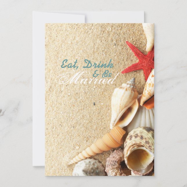 elegant  seashells beach wedding rehearsal dinner invitation (Front)