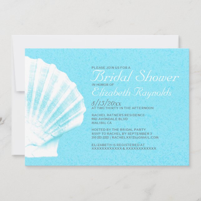 Elegant Seashells Destination Bridal Shower Invite (Front)