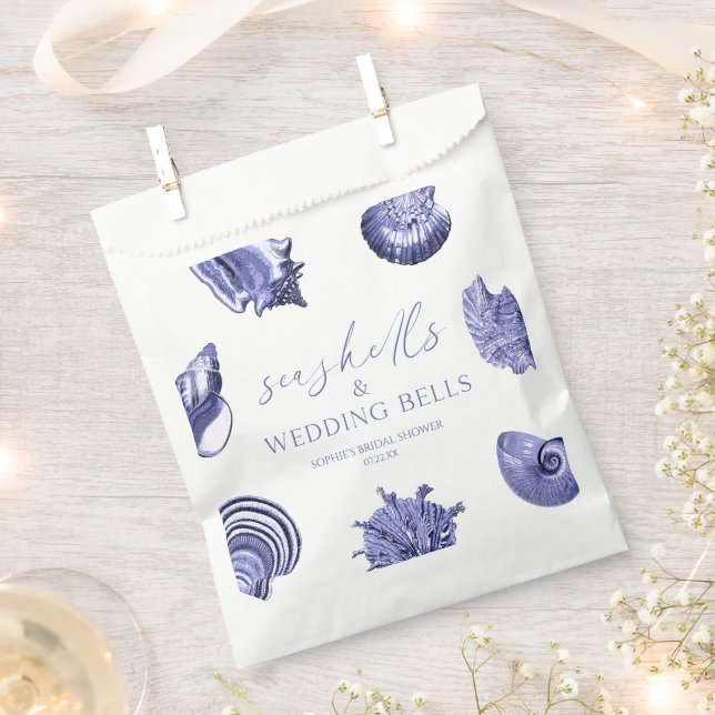 Elegant Seashells & Wedding Bells Bridal Shower  Favour Bags (Clipped)
