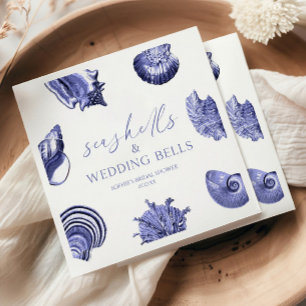 Elegant Seashells & Wedding Bells Bridal Shower  Napkin