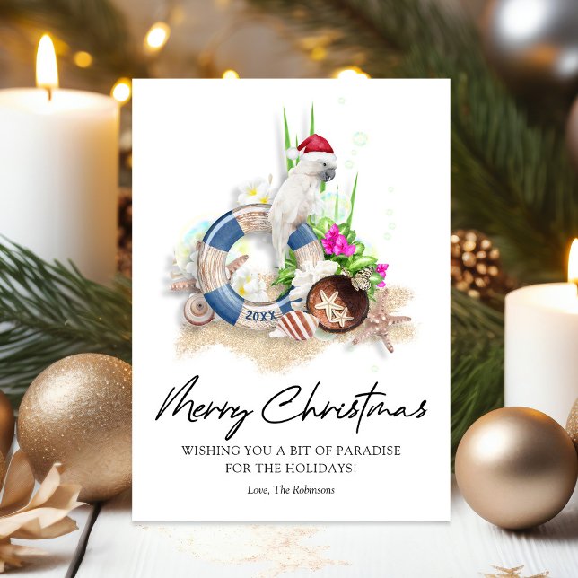 Elegant Seaside Beach Christmas Holiday Card (Creator Uploaded)
