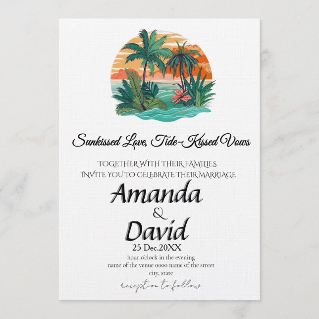 Elegant Seaside Beach Wedding Invitation (Front)