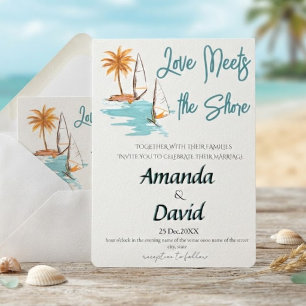 Elegant Seaside Beach Wedding Invitation