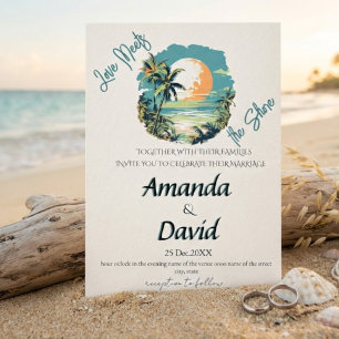 Elegant Seaside Beach Wedding Invitation
