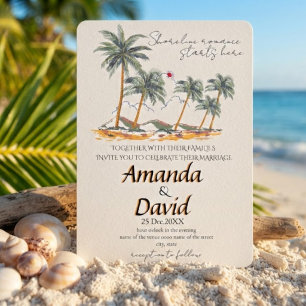 Elegant Seaside Beach Wedding Invitation