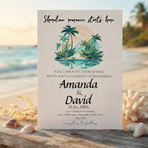 Elegant Seaside Beach Wedding Invitation
