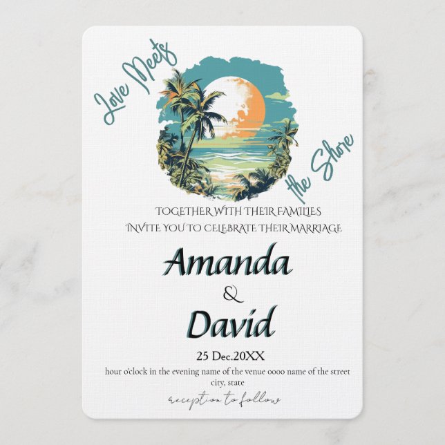 Elegant Seaside Beach Wedding Invitation (Front)