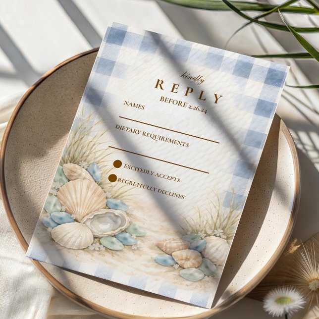 Elegant Seaside Shell Wedding RSVP Card (Creator Uploaded)