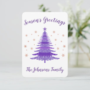 Elegant Season Greetings Christmas Tree Rose Gold Thank You Card