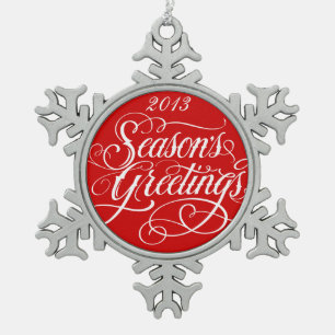 Elegant Season Greetings Red Christmas Ornament