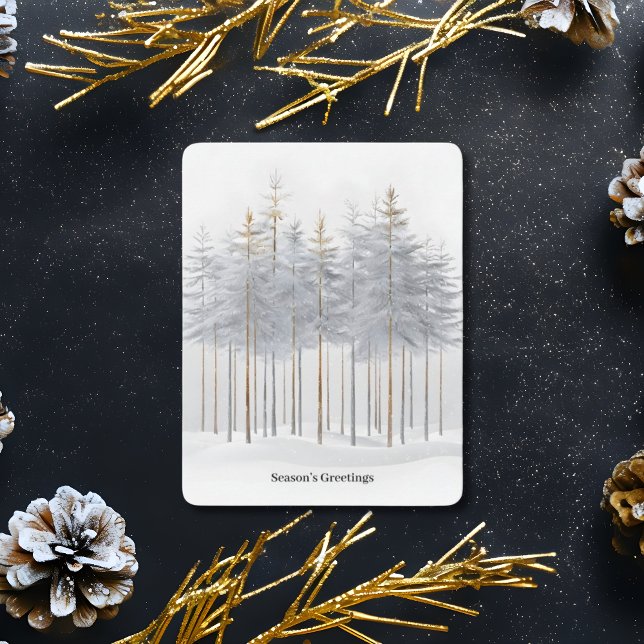 Elegant Season’s Greetings Gold Trees Snowy Sparkl Holiday Card (Creator Uploaded)