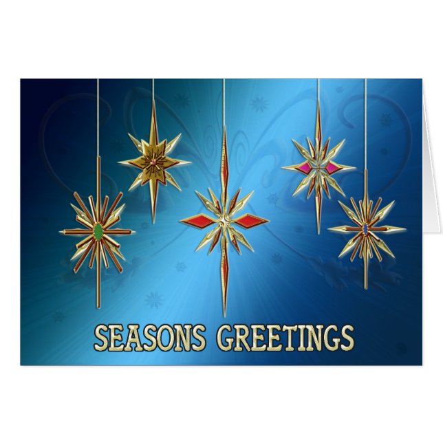 Elegant Seasons Greetings card with ornaments (Front Horizontal)