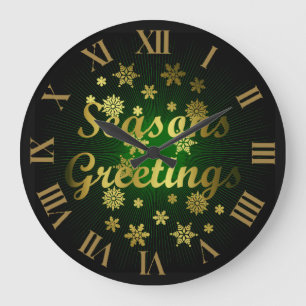 Elegant Seasons Greetings Christmas Clock