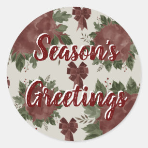 Elegant Season's Greetings Classic Round Sticker