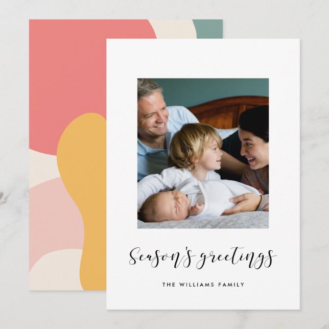 Elegant Season's greetings Family Photo Holiday Card (Front/Back)