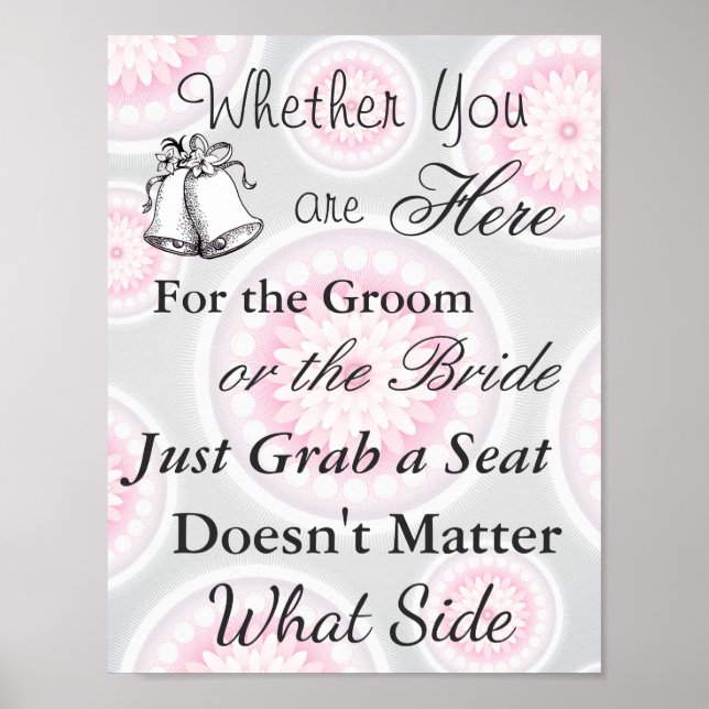 Elegant Seating Poster  Wedding  Silver and Pink (Front)