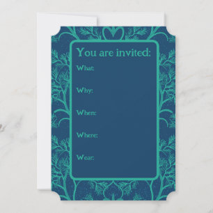 Elegant Seaweed Teal and Turquoise QR Code RSVP Invitation
