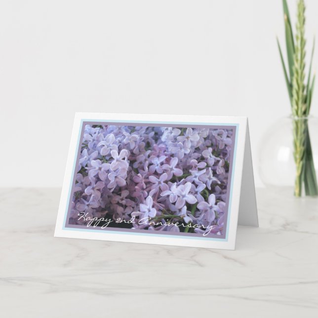 Elegant Second Wedding Anniversary Purple Lilac Card (Front)