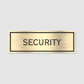 Elegant Security Black And Gold Name Tag