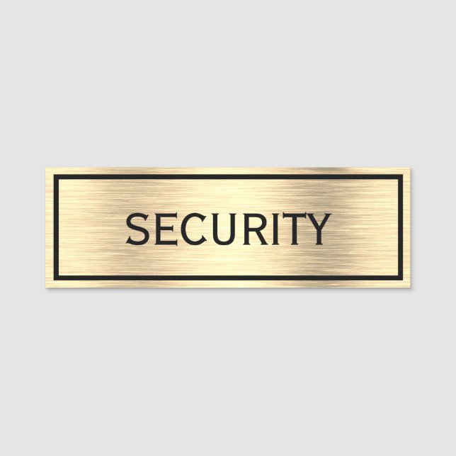 Elegant Security Black And Gold Name Tag (Front)