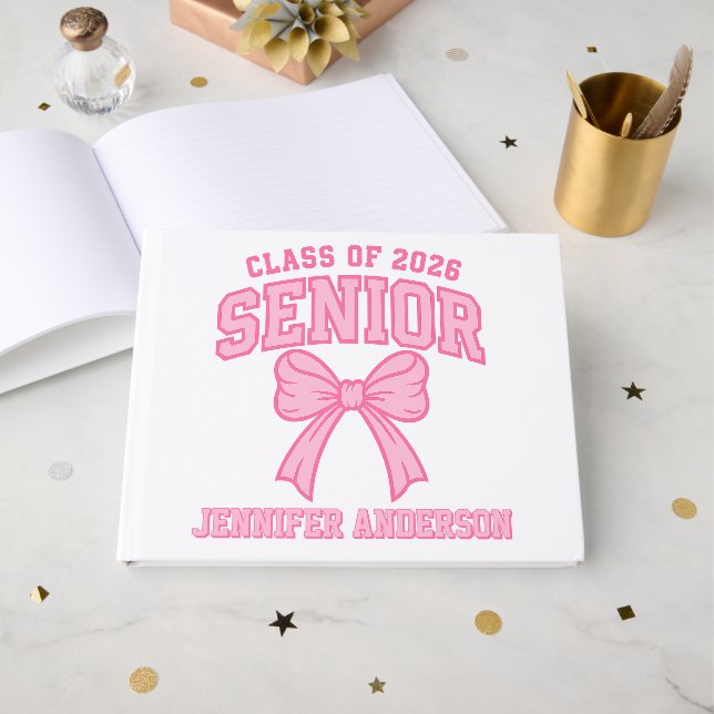 Elegant Senior Year Bow Design Guest Book (Front Open)