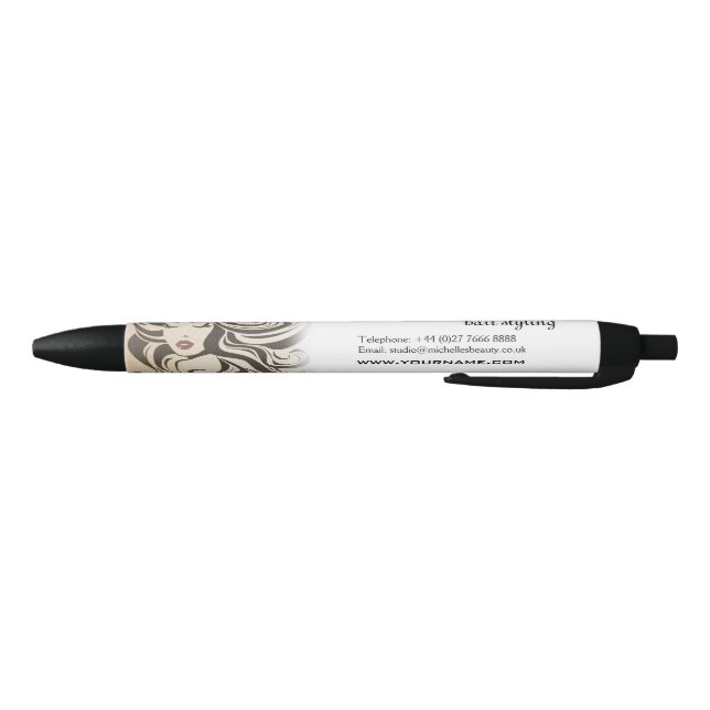 Elegant Sepia Chic Wavy Hairstyle Hair Extensions Black Ink Pen (Bottom)