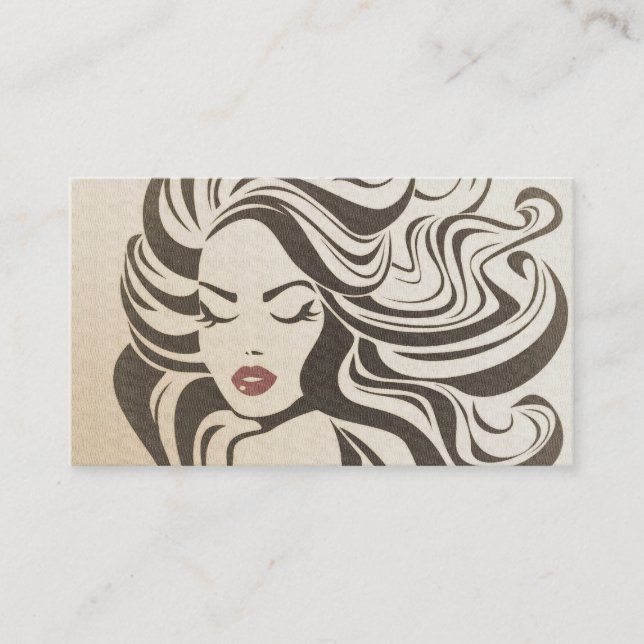 Elegant Sepia Chic Wavy Hairstyle Hair Extensions Business Card (Front)