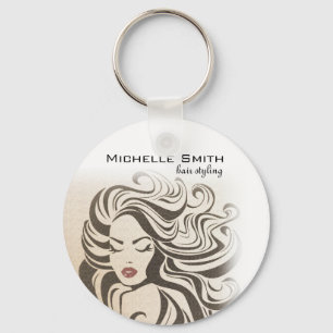 Elegant Sepia Chic Wavy Hairstyle Hair Extensions Key Ring
