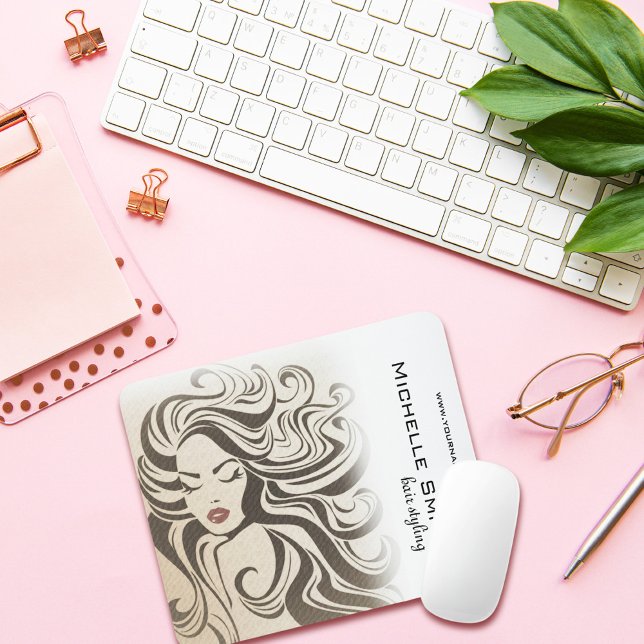 Elegant Sepia Chic Wavy Hairstyle Hair Extensions Mouse Mat (Creator Uploaded)