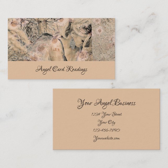 Elegant Sepia Floral Angel Card Reading (Front/Back)