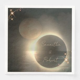 Elegant Sepia Solar Eclipse Custom Photo Wedding Napkin