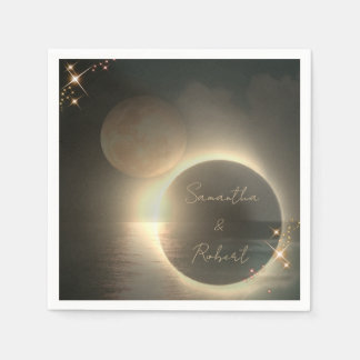 Elegant Sepia Solar Eclipse Custom Photo Wedding Napkin