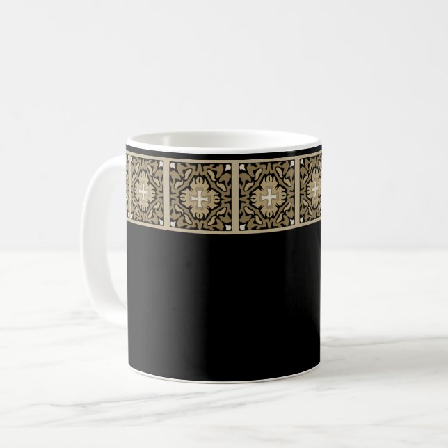 Elegant Sepia Spanish Tile Coffee Mug (Front Left)