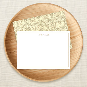 Elegant Sepia Tan Floral Pattern Note Card