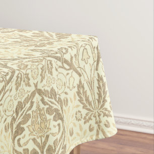 Elegant Sepia Tan Floral Pattern Tablecloth
