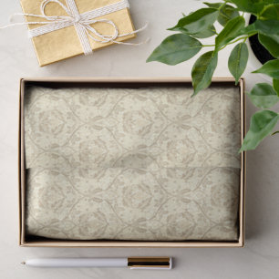 Elegant Sepia Tan Floral Pattern Tissue Paper