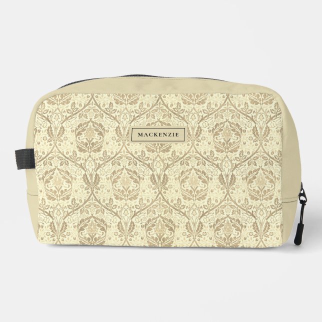 Elegant Sepia Tan Floral Pattern Toiletry Bag (Front)