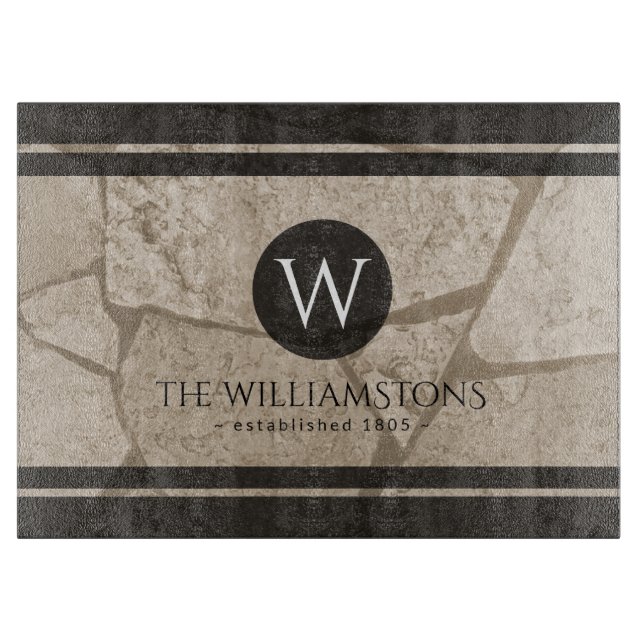 Elegant Sepia Toned Cracked Stones Cutting Board (Front)