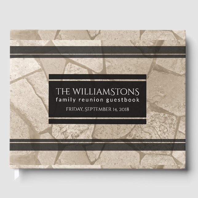 Elegant Sepia Toned Cracked Stones Guest Book (Front)