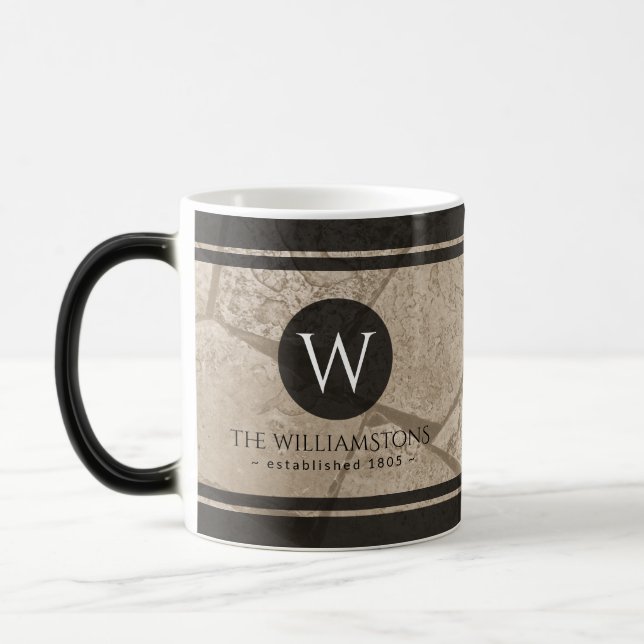 Elegant Sepia Toned Cracked Stones Magic Mug (Left)