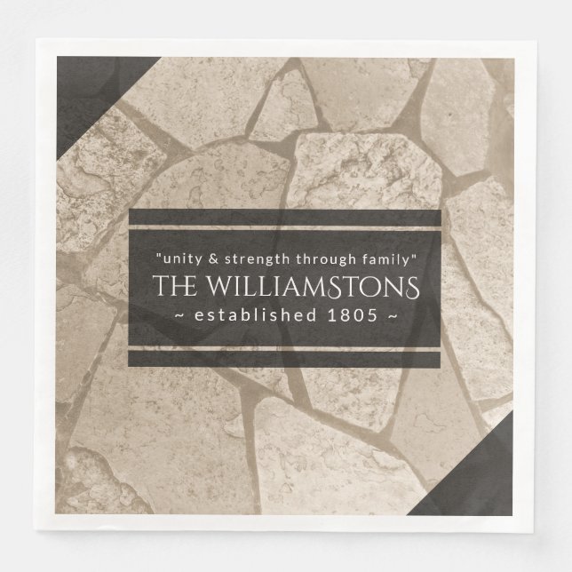 Elegant Sepia Toned Cracked Stones Napkin (Front)