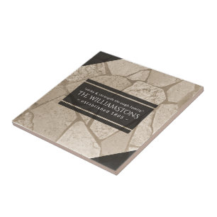 Elegant Sepia Toned Cracked Stones Tile